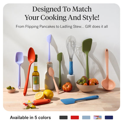 GIR: Get It Right 10-Piece Spatula Set & Silicone Utensils for Kitchen - Slate - Heat Resistant to 425°F - Dishwasher Friendly - Includes Ladle, Whisk, Potato Peeler & Kitchen Spoons