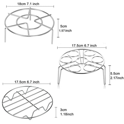 Konrisa Stainless Steel Steam Rack for Instant Pot Cooking Trivet Rack Holder Egg Steamer Basket Trivet Food Stand Air Fryer Rack for Pressure Cooker, Set of 3