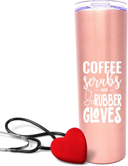 Brooke & Jess Designs Coffee Scrubs Nurse Gifts, Nurse Tumbler, Cups, Mug, Water Bottle for Medical Assistant