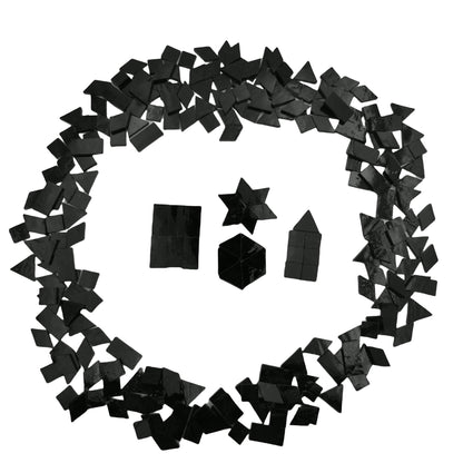 4 Shapes Mixed Glass Mosaic Tiles,Square+Diamond+Triangle+Rectangle 220 PCS Stained Glass Mosaic Pieces for Handmade Art Crafts and Home Decoration (Black)