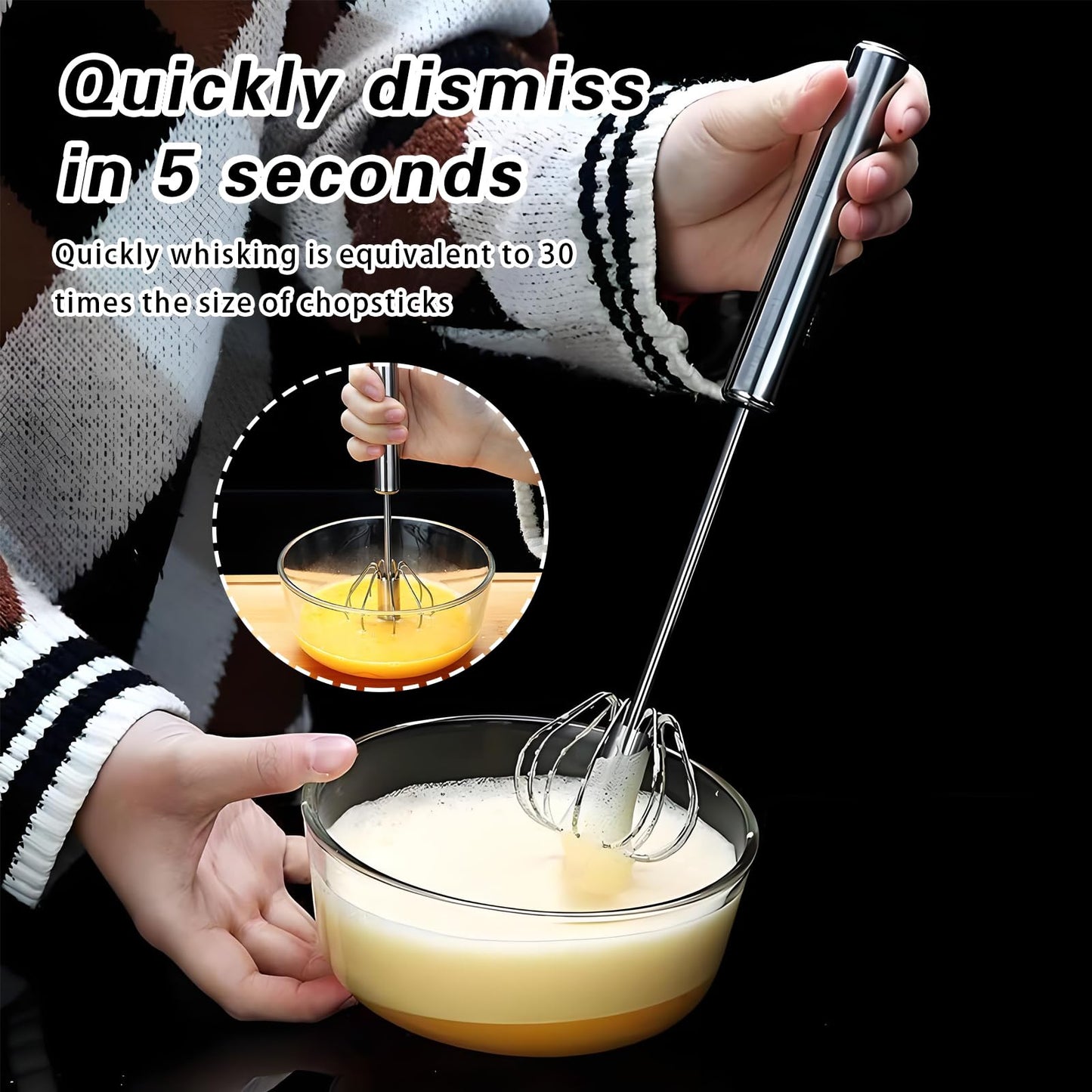 316L Stainless Steel Egg White Separator & Semi-Automatic Whisk Set - Hands-Free Clip Design, Corrosion-Resistant Kitchen Tools for Baking, Durable Egg Yolk Separator with Bowl Rest