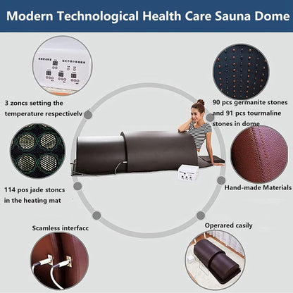 piudoiliy Infrared Sauna Dome, Near Zero EMF Function, 1200W, Portable Home Sauna with Therapeutic Jade Stones, Infrared Photon Light, Steam Tent (White)