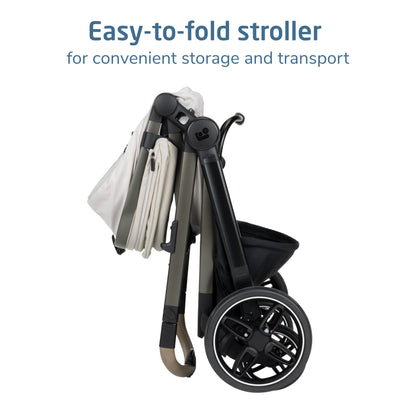 Maxi-Cosi Zelia Pro 5-in-1 Travel System with Mico Pro Infant Car Seat, Baby Stroller Combo, Reversible Seat, Large Wheels, Adjustable Handle, Newborn to Toddler, Lightweight, Classic Oat