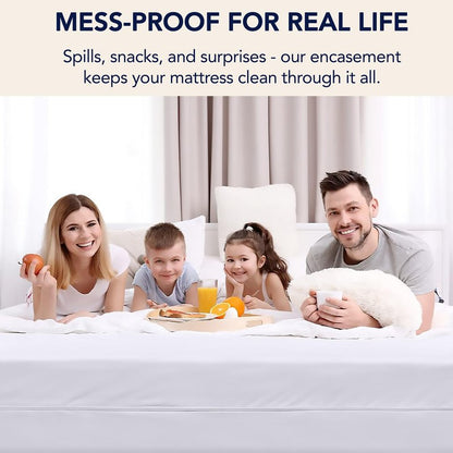 Twin Mattress Protector Encasement with Zipper – Waterproof Mattress Protector Twin Size – Soft, Breathable & Noiseless Zippered Mattress Cover – Fits Up to 12”