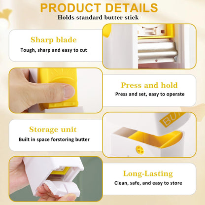 One-Click Butter Slicer with Airtight Storage - Stainless Steel Blade Butter Dispenser, Fridge-Friendly Container with Sealed Lid (Dishwasher Safe)