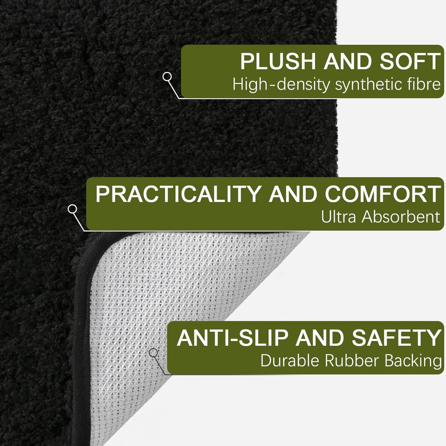 AROGAN Luxury Long Bathroom Runner Rug, 20x30 Inch Thick Soft Microfiber Non Slip Bath Mat, Machine Washable