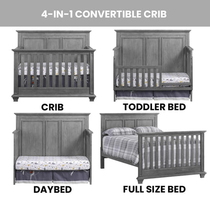 Oxford Baby Kenilworth 4-in-1 Convertible Baby Crib, Graphite Gray, GreenGuard Gold Certified