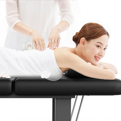 Ufurpie Adjustable Backrest Heavy-Duty Wide Massage Table, Treatment Physical Therapy Table, Wide Luxury Professional Stationary Spa Facial Bed, PU Leather Salon Bed, Black, 31.5'' W × 75'' L