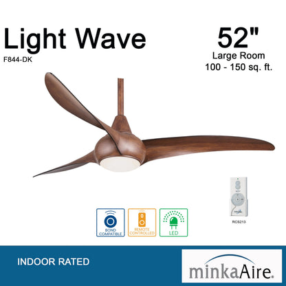 Minka-Aire F844-DK, Light Wave 52" Ceiling Fan with LED Light Kit, Distressed Koa Finish