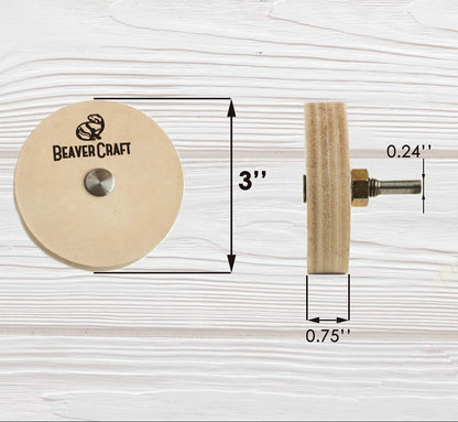 BeaverCraft Knife Sharpening Wheel 7cm PW1 - Buffing Wheel and Polishing Stropping Compound for Knives, Chisels, Woodworking Carving Tools