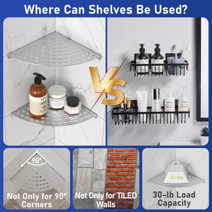 LFBA 2 Pack Corner Shower Shelves 304 Stainless Steel Shower Corner Shelf Brushed Nickel Bathroom 8 in Prevent Rust Drilling Installation