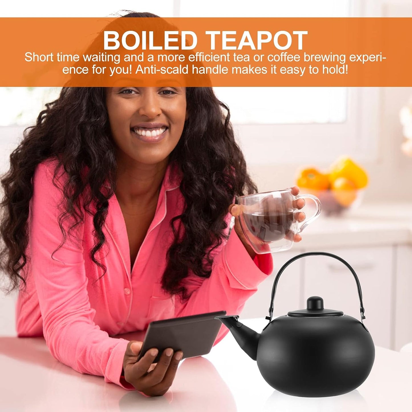 MAGICLULU Pot Metal Tea Kettle: Stovetop Kettle for Gas Stove, Coffee Mug with Lid, Japan Stainless Steel