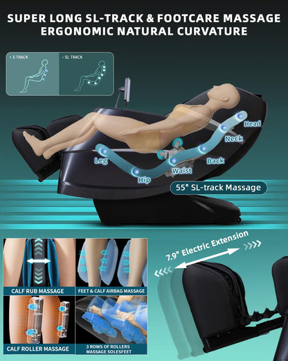 RelaxRelife Massage Chair Full Body, 4D Zero Gravity Massage Chairs, 20 Auto Modes, 11 Massage Technique, 40 Airbags Shiatsu Massage, APP Control with HiFi Bluetooth Speaker Black