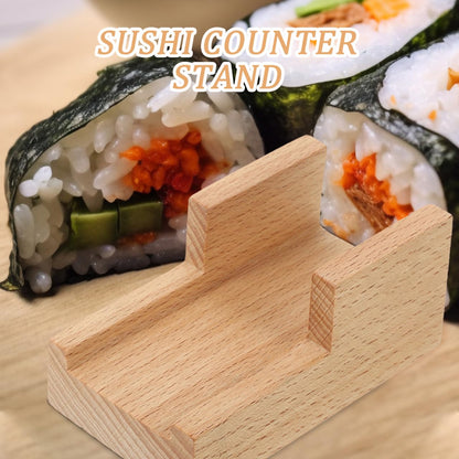 Small Wooden Sushi Hand Roll Holder, U-Shaped Mini Taco Stand for Countertop, Traditional Japanese Temaki Display Rack, Compact Wood Serving Plate for Home Restaurant Party