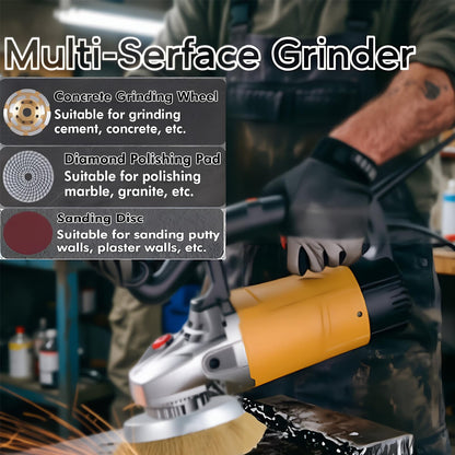 VICSEC Electric Concrete Surface Grinder，Electric Diamond Polisher Machine with Telescopic rod for sanding Cement, Floor, Wall, Granite and Ceiling