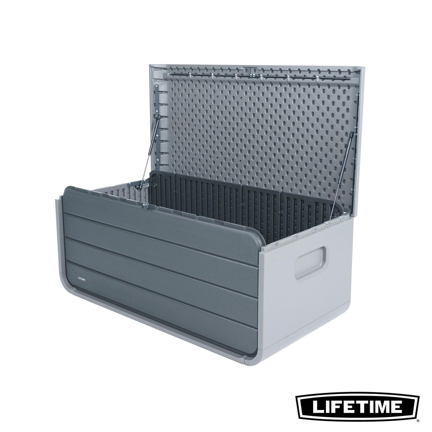 LIFETIME 136‑Gallon Modern Deck Box, Outdoor Storage Container, Weather‑Resistant, UV‑Protected, Lockable Lid