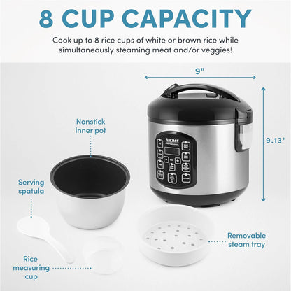 8-Cup 2Qt. ARC-984SBD AROMA Professional (Cooked) / Digital Rice & Grain Multicooker