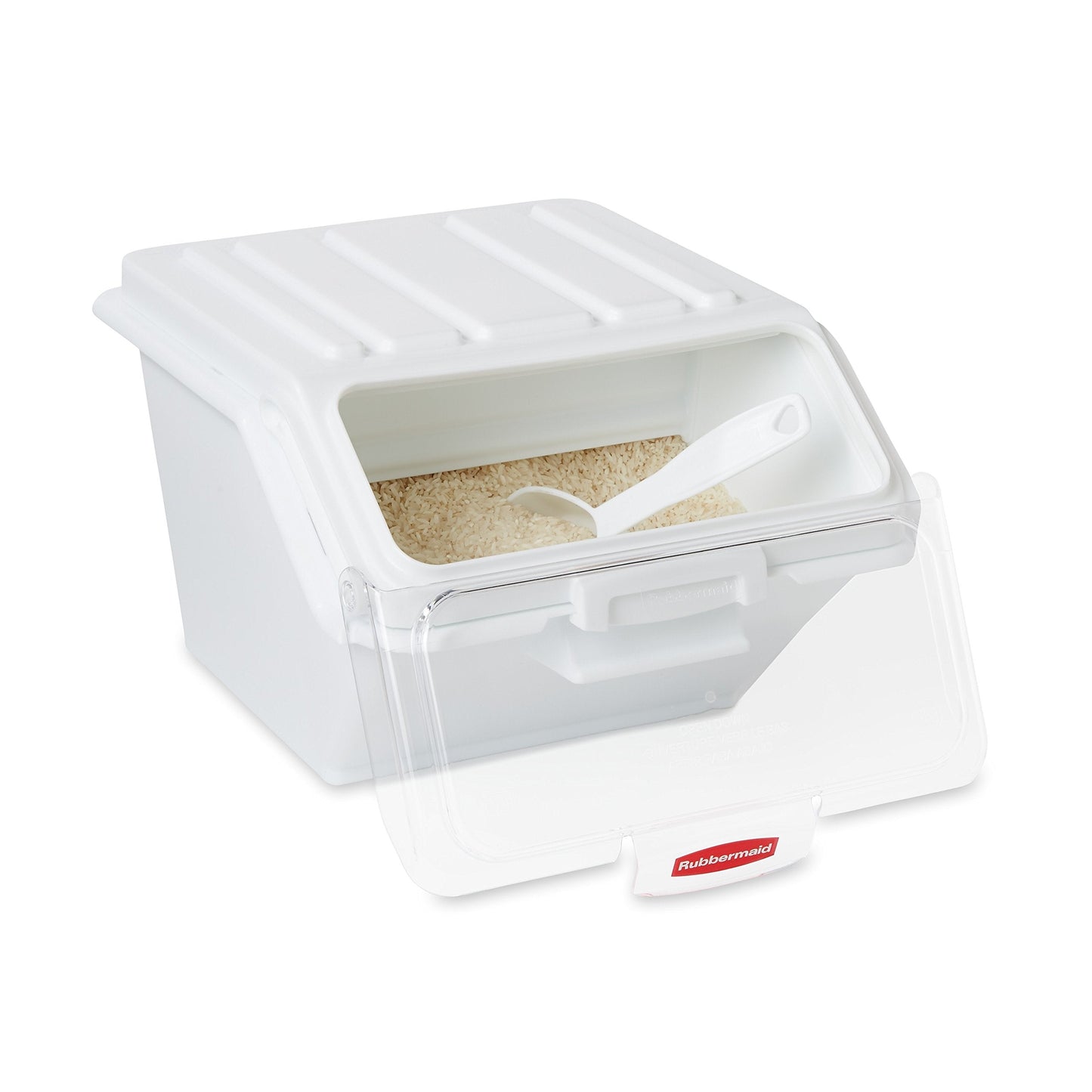 Rubbermaid Commercial Products ProSave Shelf Food Ingredient Bin with Scoop 40-Cup White Kitchen Food Storage Sugar/Grains/Rice/Baking Supplies