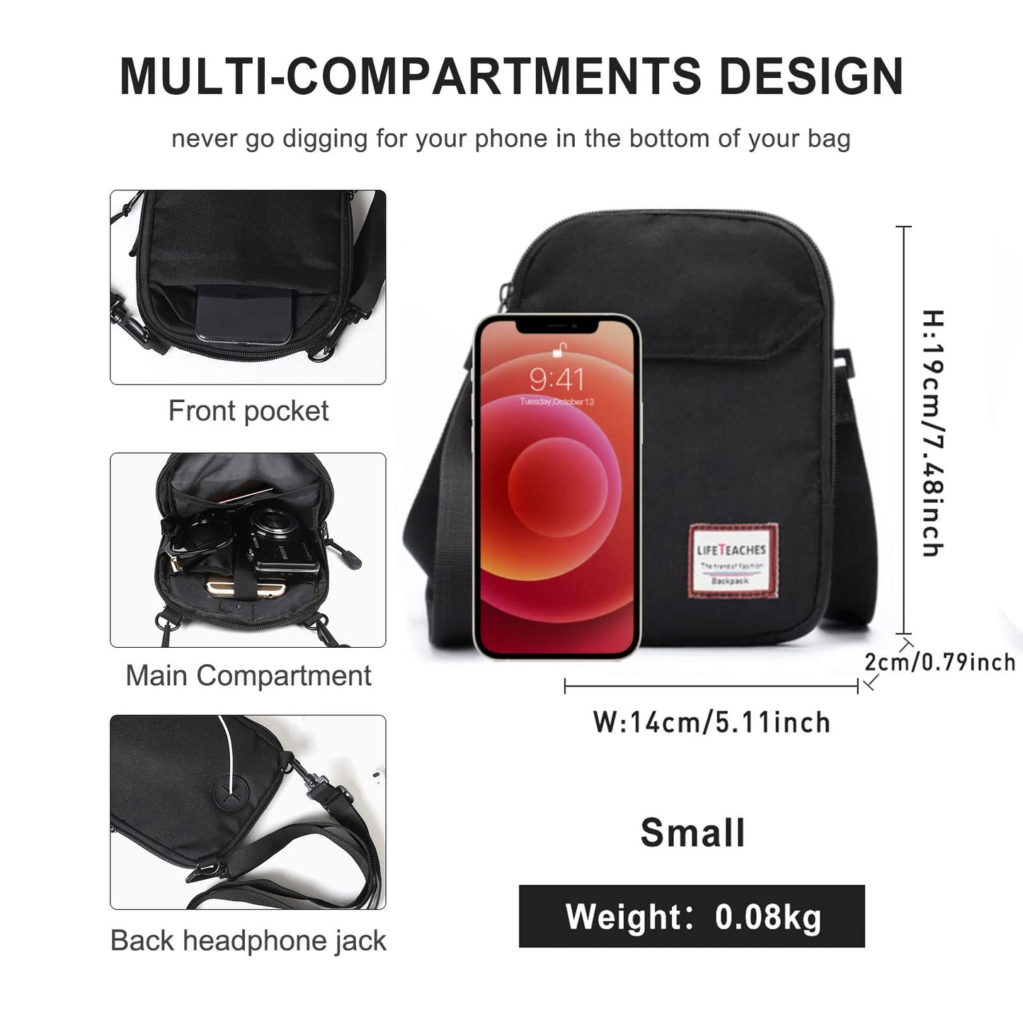 Mini Crossbody Bags Small Shoulder Satchel Bag Neck Pouch Bag for Men and Women