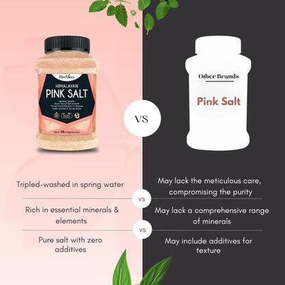 HERBION Naturals Himalayan Pink Salt Jar Fine Grain, GMO Free, Supreme Quality Chemical Free, Vegan, Kosher Certified, Fine Grain All Natural Salt, Triple Washed in Spring Water, 5 lbs