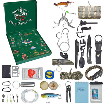 Survival Kit Advent Calendar - 24 Days Christmas Countdown Calendar Emergency Survival Gears Gift for Men Teen Adult, 2025 Xmas Cool Gadgets for Outdoor Camping Fishing Hunting Adventure