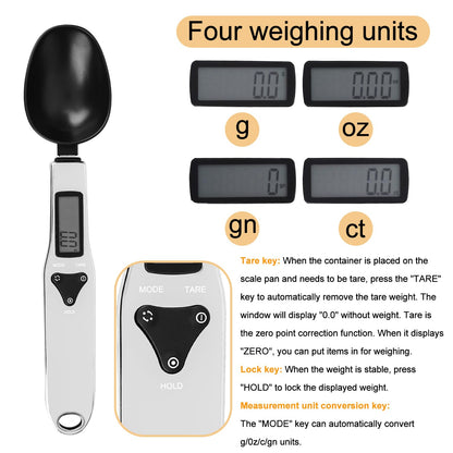 BTFO Electronic Food Measuring Spoon, Stainless Steel Digital Scoop Scale Small Baking Weight Cup with LCD Display 300g/0.1g High Precision Gram Kitchen Gadgets for Home Kitchen