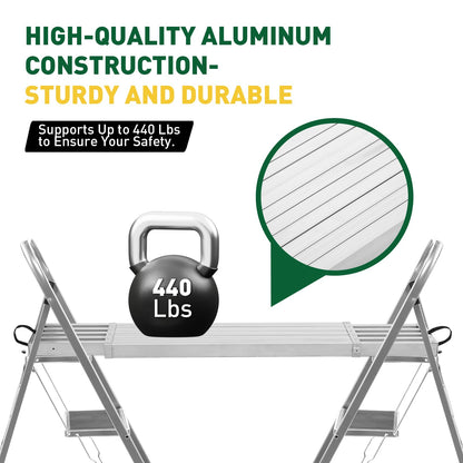Telescoping Aluminum Work Plank Platform, 9-15 ft, 440 LB Capacity, Portable Adjustable Scaffold Plank with 12.5 in Wide Non Slip Surface for Painter Contractor
