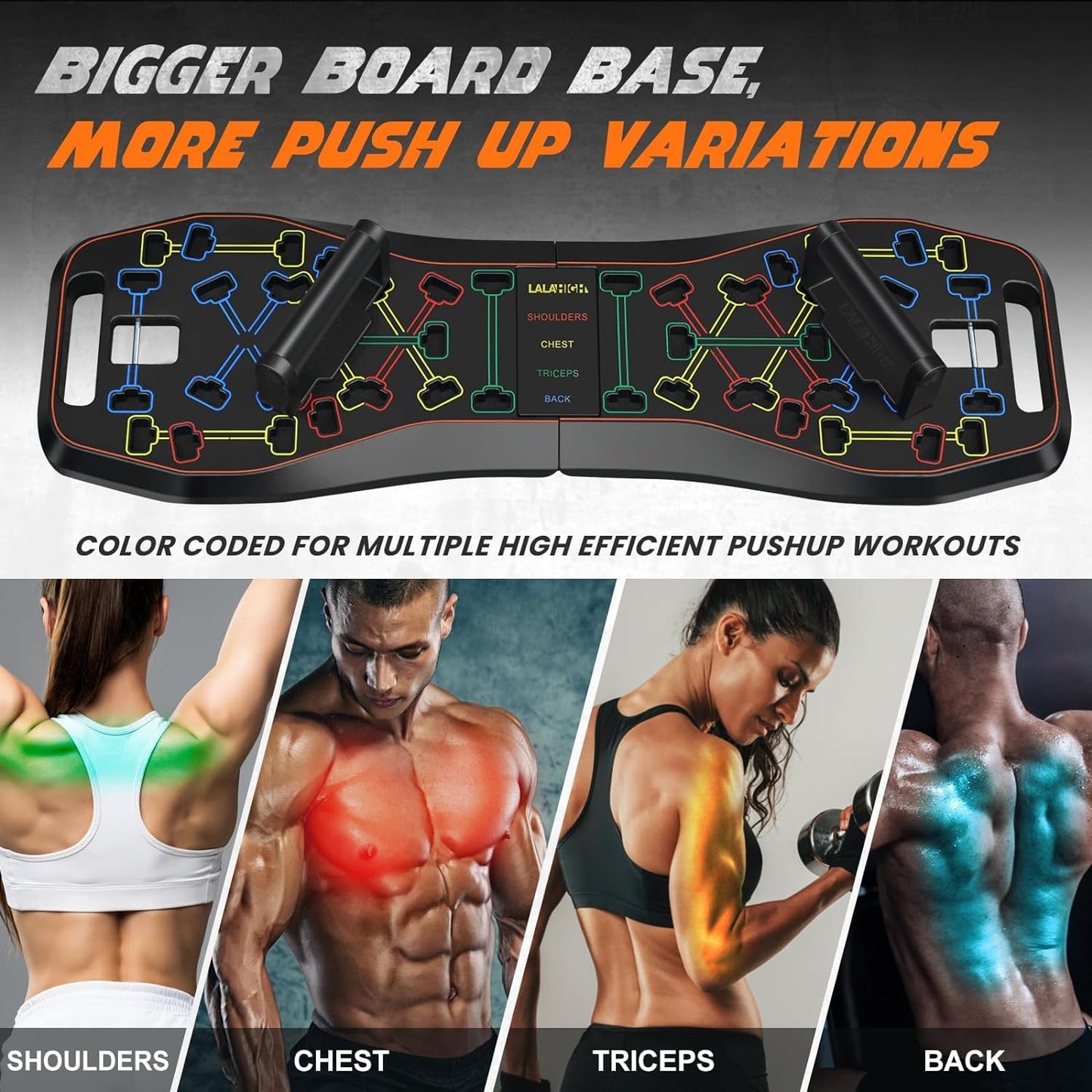 LALAHIGH Push Up Board,36 in 1 Home Gym Equipment with Ab Roller Wheel & Resistance Bands, Portable Foldable Workout Board for Full Body Strength Training Men Women