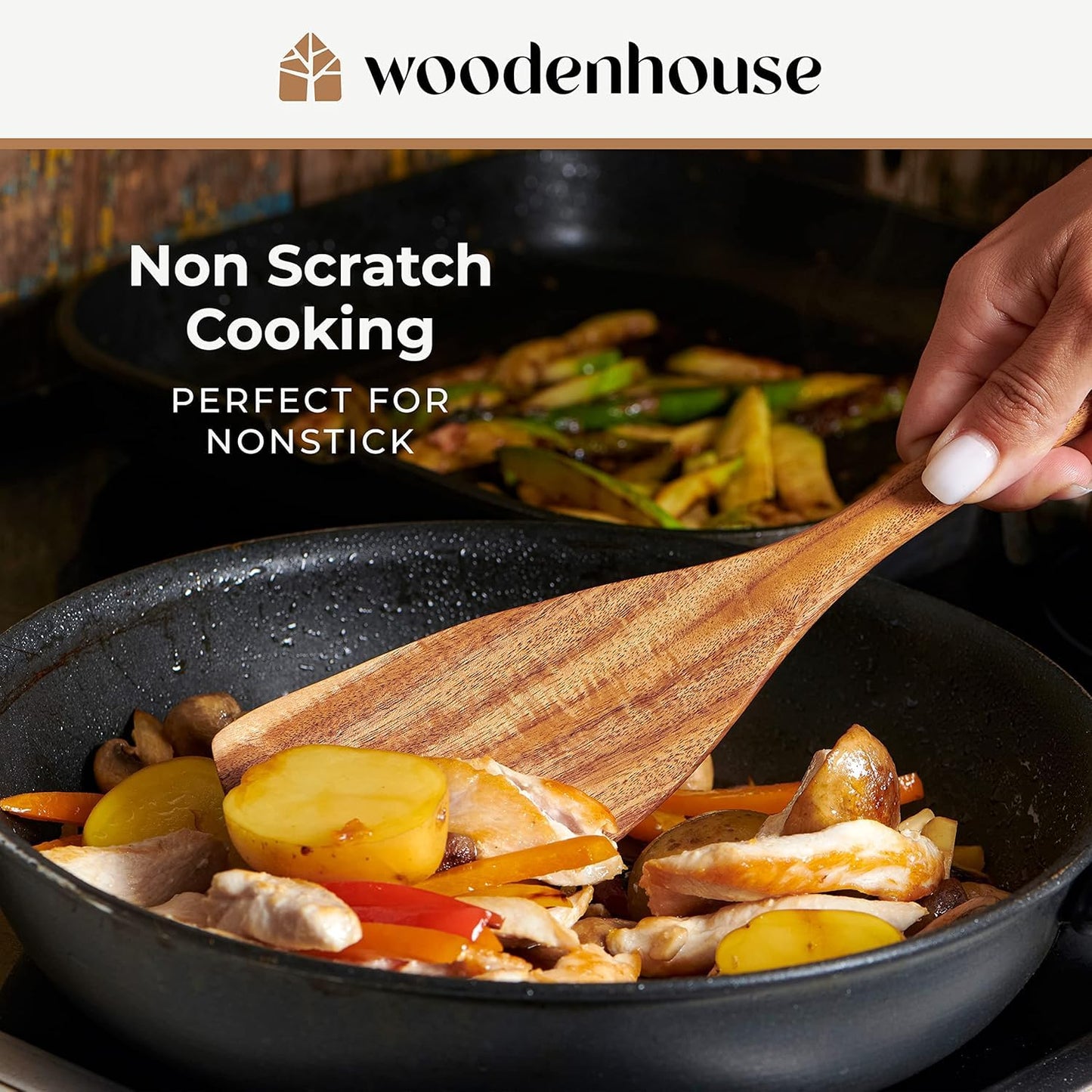 Wooden Spoons for Cooking – 10 Pcs Teak Wood Utensil Set, Durable, Nonstick Safe & Heat Resistant with Ergonomic Handles