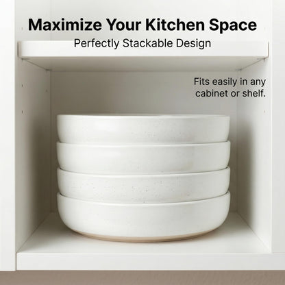 Gencywe 8.3" Pasta Bowls Set of 4, 34 oz Ceramic Salad Bowls, White Serving Plate, Wide and Shallow Bowl for for Fruits, Noodle, Dinner, Housewarming Wedding Christmas Dishwasher and Microwave Safe