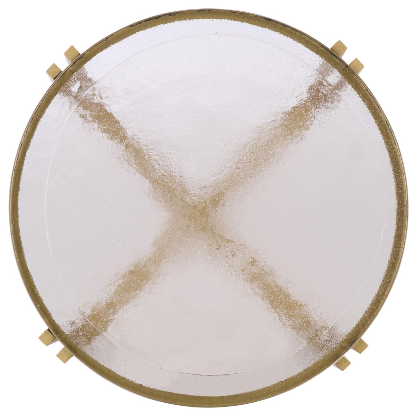 SAFAVIEH Couture Collection - Levitt Cast Glass Top Accent Table, Sculptural Modern Side Table, Brass Finish Base, Fully Assembled (SFV7916A)