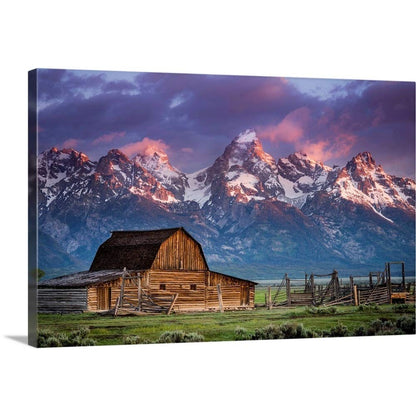 CANVAS ON DEMAND Sun Rises Over Mormon Barn, Grand Teton National Park, Wyoming Canvas Wall Art Print by Joseph Roybal, Fine Art Photography, Home Decor, Spring Artwork,60" x40in