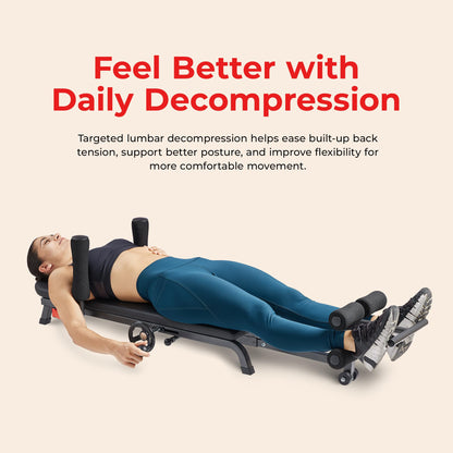 Sunny Health & Fitness No-Hang Inversion Decompression Table for Back Pain Relief, Adjustable Stretch Table, 400 LB Capacity