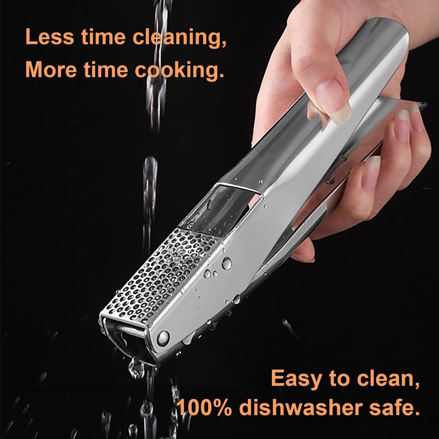 KAITION Stainless Steel Garlic Press, Premium Garlic Crusher - Leak-Proof, Easy to Clean, Rust-resistant, Dishwasher Safe!