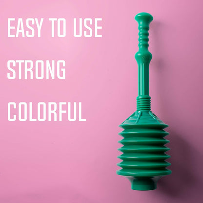 JS Jackson Supplies Professional Bellows Toilet Plunger, High Pressure Thrust for Heavy Duty Clogs, Green