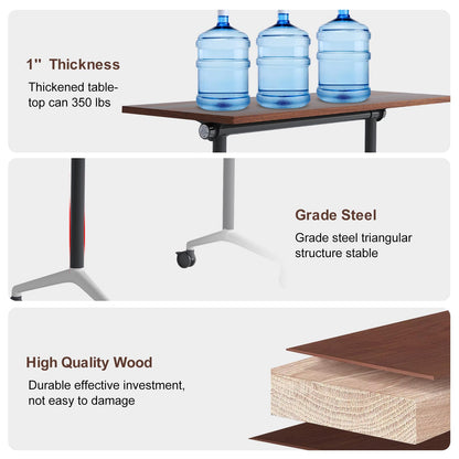JNMDLAKO Conference Table 8 ft, Folding Conference Room Tables On Wheels - Mobile Rectangle Large Meeting Seminar Tables,Flip Top Mobile Training Room Table for Office Business Classroom