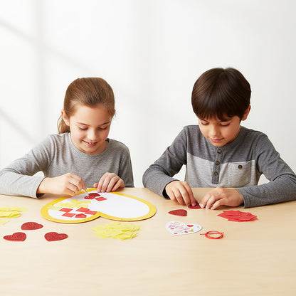 Valentine Heart Pizza Tissue Paper Craft Kit – 12 Sets - Perfect for Classroom Parties, After-School Activities & Valentine’s Day Fun