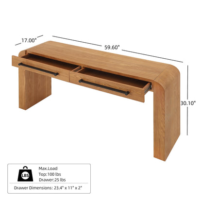 Christopher Knight Home Rulor Modern Console Table with Drawers, Wooden Narrow Console Table with Storage, Minimalist Narrow Entryway Table for Hallway, Behind The Couch, Living Room, Natural