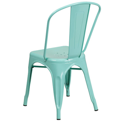 Flash Furniture Blake Commercial Grade 4 Pack Mint Green Metal Indoor-Outdoor Stackable Chair