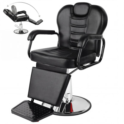 Artist hand Barber Chair, Reclining Salon Chairs for Hair Stylist, Heavy Duty Hydraulic Chair with Headrest and Footrest, 360 Degree Swivel with Lock, Spa Beauty Equipment, Black