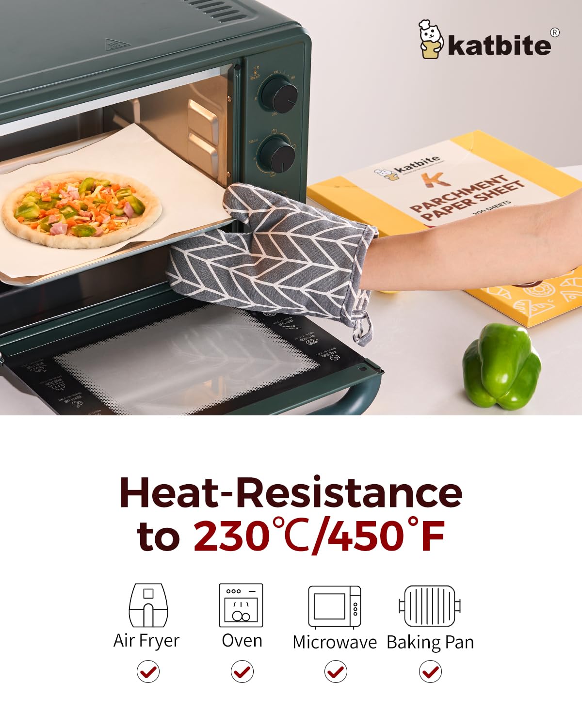 Katbite 200PCS 12x16 In Heavy Duty Flat Parchment Paper, Parchment Paper Sheets for Baking Cookies, Cooking, Frying, Air Fryer, Grilling Rack, Oven(12x16 Inch)[Advanced Series]