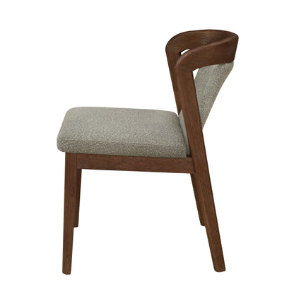 Christopher Knight Home Falei Boucle Upholstered Dining Chair Set of 2, Curved Backrest Kitchen Side Chair, Wooden Armless Dining Room Chair, Extra Seat for Living Room, Walnut+Light Brown