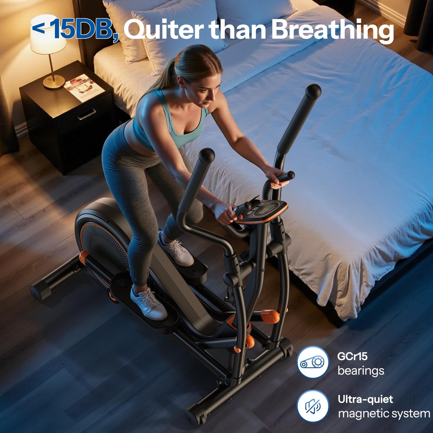 Niceday Elliptical Exercise Machine, Elliptical Machine for Home, Magnetic Elliptical Trainer with 19IN Stride, 16 Resistance Levels, 400LBS Loading Capacity, Support Kinomap APP Brown