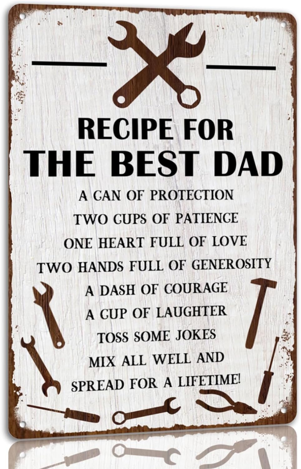 Recipe For The Best Dad Tin Sign Fun Workshop Metal Signs Unique Father's Day Gift for Dad 8x12 Inch