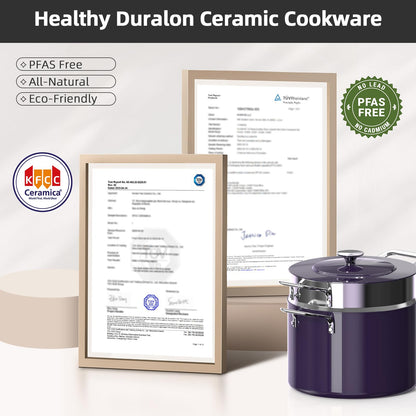 Nuwave Lux 13pc Forged Lightweight Cookware Set PFAS Free, Healthy G10 Duralon Ceramic Coating, Ultra Non-Stick, Stay-Cool Handles, Works on All Cooktops & Induction Ready
