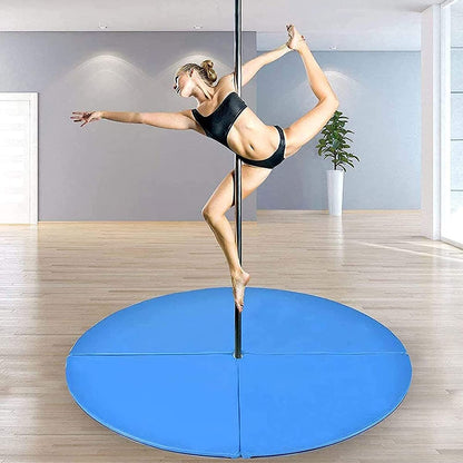 Dxcaicc Pole Dance Mat Portable Folding Round 120cm Fitness Pole Dance Crash Mat Suitable for Beginners Fitness Gymnastics Safety Non-Slip Mat,Blue,Thickness 10cm