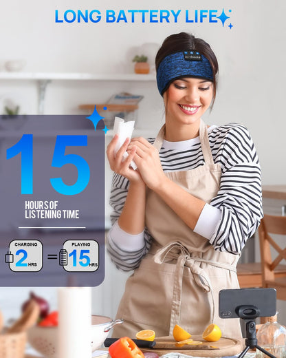 LC-dolida Sleep Headphones Headband Bluetooth 5.4, Sports Headband Earphones Wireless with Speaker Microphone USB C for Women Sleeping Gift Workout Jogging Yoga Insomnia Travel Meditation