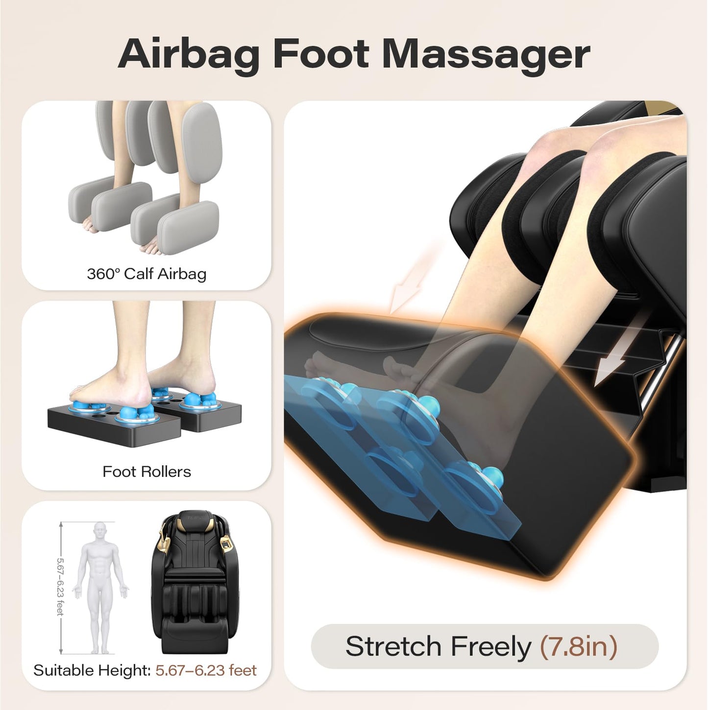 TLIFE Massage Chair Full Body, 160°Zero Gravity Recliner with Body Scan, 50" SL-Track Shiatsu Massage Chair, Fixed Point Massage, Foot Rollers, 12 Auto Modes, Deep Yoga Stretch, Heating, Black