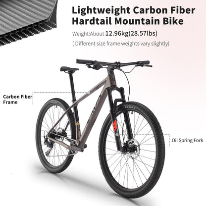 SAVADECK Carbon Fiber MTB with U6000 10 Speed Shift Groupset, Hydraulic Disc Brake with MT200 Break System (Midnight Black, 29 * 17)
