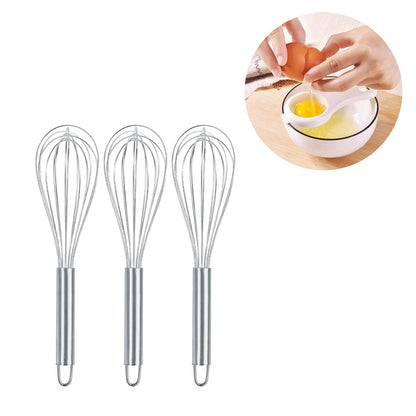 VITASUNHOW Wire Whisks for Household Purposes Pack of 3 Stainless Steel Handheld Egg Whisk 10-Inch